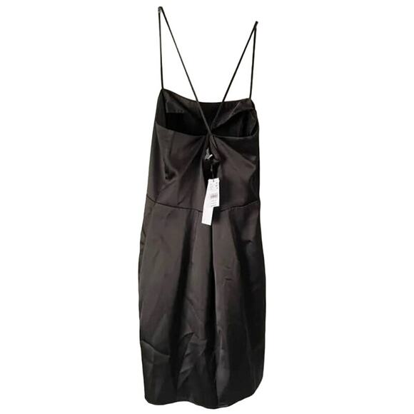 Topshop Satin Body Con Spaghetti Strap Mini Dress US 4 Black NWT - Picture 3 of 7